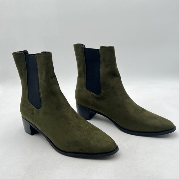 FOWT Black Olive Men Fashion Round Toe Block Low Heel Stretchy Ankle Boots main image 7